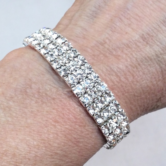 SALE $15 Rhinestone 3 Row Stretch Bracelet - Picture 4 of 7